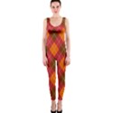 Argyle Pattern Background Wallpaper In Brown Orange And Red OnePiece Catsuit View1