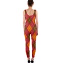 Argyle Pattern Background Wallpaper In Brown Orange And Red OnePiece Catsuit View2