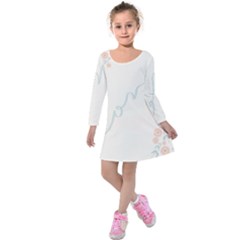 Love Card Flowers Kids  Long Sleeve Velvet Dress