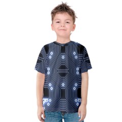 A Completely Seamless Tile Able Techy Circuit Background Kids  Cotton Tee