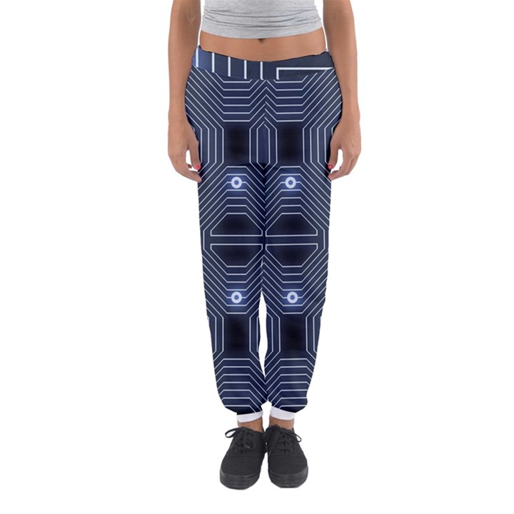 A Completely Seamless Tile Able Techy Circuit Background Women s Jogger Sweatpants