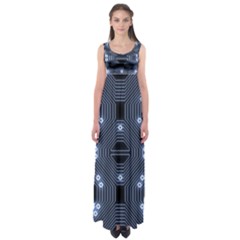 A Completely Seamless Tile Able Techy Circuit Background Empire Waist Maxi Dress by Simbadda