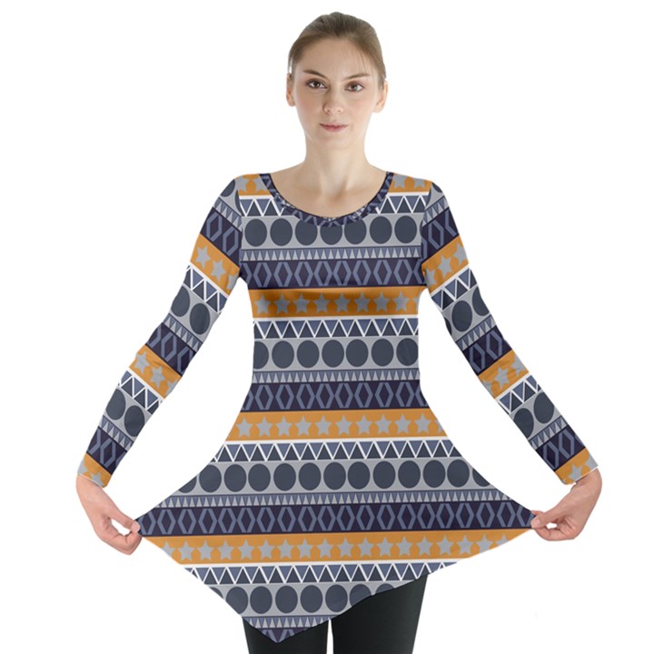 Seamless Abstract Elegant Background Pattern Long Sleeve Tunic 