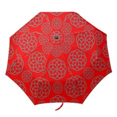 Geometric Circles Seamless Pattern On Red Background Folding Umbrellas