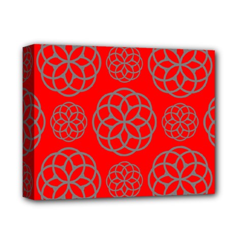 Geometric Circles Seamless Pattern On Red Background Deluxe Canvas 14  X 11 