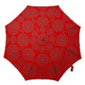 Geometric Circles Seamless Pattern On Red Background Hook Handle Umbrellas (Large) View1