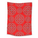 Geometric Circles Seamless Pattern On Red Background Medium Tapestry View1