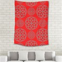 Geometric Circles Seamless Pattern On Red Background Medium Tapestry View2