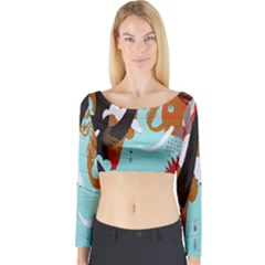 Colorful Graffiti In Amsterdam Long Sleeve Crop Top by Simbadda