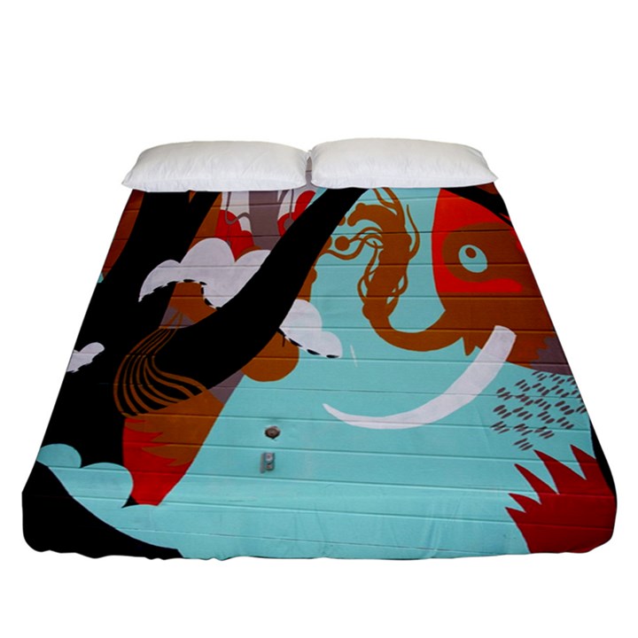 Colorful Graffiti In Amsterdam Fitted Sheet (California King Size)