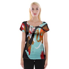 Colorful Graffiti In Amsterdam Women s Cap Sleeve Top by Simbadda