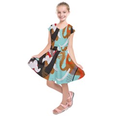 Colorful Graffiti In Amsterdam Kids  Short Sleeve Dress by Simbadda