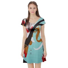 Colorful Graffiti In Amsterdam Short Sleeve Skater Dress by Simbadda