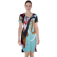 Colorful Graffiti In Amsterdam Short Sleeve Nightdress by Simbadda