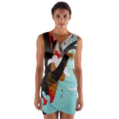 Colorful Graffiti In Amsterdam Wrap Front Bodycon Dress