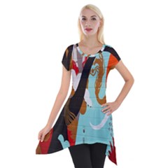 Colorful Graffiti In Amsterdam Short Sleeve Side Drop Tunic by Simbadda