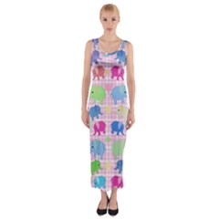 Cute Elephants  Fitted Maxi Dress