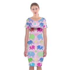 Cute Elephants  Classic Short Sleeve Midi Dress