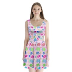 Cute Elephants  Split Back Mini Dress 