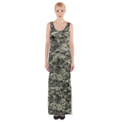 Us Army Digital Camouflage Pattern Maxi Thigh Split Dress by Simbadda