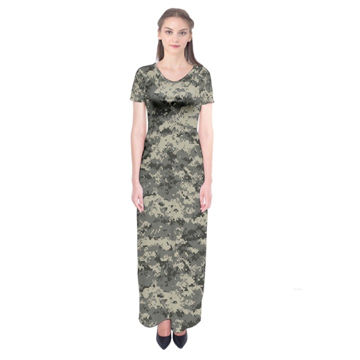 Us Army Digital Camouflage Pattern Short Sleeve Maxi Dress