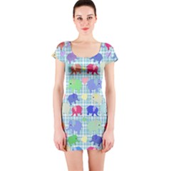 Cute Elephants  Short Sleeve Bodycon Dress by Valentinaart