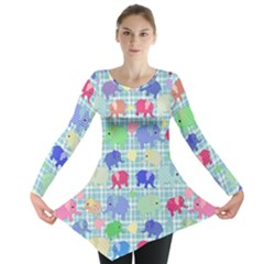 Cute Elephants  Long Sleeve Tunic 