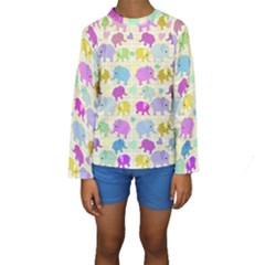 Cute Elephants  Kids  Long Sleeve Swimwear