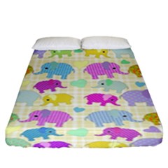 Cute Elephants  Fitted Sheet (king Size)