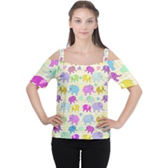 Cute Elephants  Women s Cutout Shoulder Tee