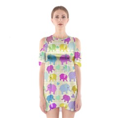 Cute Elephants  Shoulder Cutout One Piece