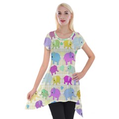 Cute Elephants  Short Sleeve Side Drop Tunic by Valentinaart