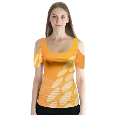 Abstract Orange Background Butterfly Sleeve Cutout Tee  by Simbadda