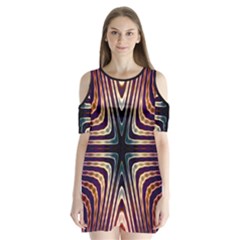 Vibrant Pattern Colorful Seamless Pattern Shoulder Cutout Velvet  One Piece