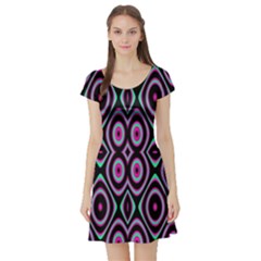 Colorful Seamless Pattern Vibrant Pattern Short Sleeve Skater Dress by Simbadda