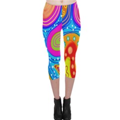 Hand Painted Digital Doodle Abstract Pattern Capri Leggings  by Simbadda