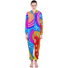 Hand Painted Digital Doodle Abstract Pattern Hooded Jumpsuit (ladies)  by Simbadda