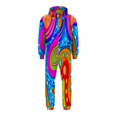 Hand Painted Digital Doodle Abstract Pattern Hooded Jumpsuit (kids) by Simbadda