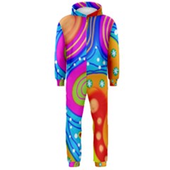 Hand Painted Digital Doodle Abstract Pattern Hooded Jumpsuit (men)  by Simbadda