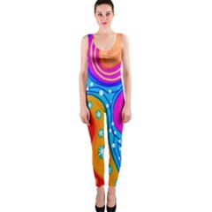 Hand Painted Digital Doodle Abstract Pattern Onepiece Catsuit by Simbadda