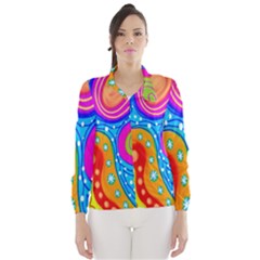 Hand Painted Digital Doodle Abstract Pattern Wind Breaker (women) by Simbadda