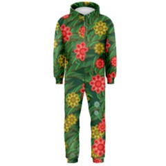 Completely Seamless Tile With Flower Hooded Jumpsuit (men)  by Simbadda