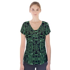 An Overly Large Geometric Representation Of A Circuit Board Short Sleeve Front Detail Top by Simbadda