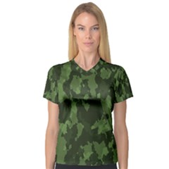 Camouflage Green Army Texture Women s V-neck Sport Mesh Tee