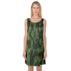 Camouflage Green Army Texture Sleeveless Satin Nightdress