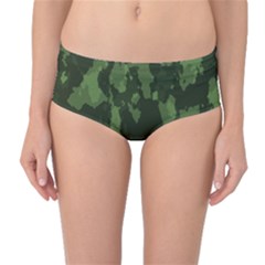 Camouflage Green Army Texture Mid-waist Bikini Bottoms by Simbadda