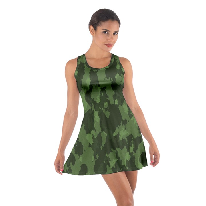 Camouflage Green Army Texture Cotton Racerback Dress