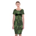 Camouflage Green Army Texture Classic Short Sleeve Midi Dress View1