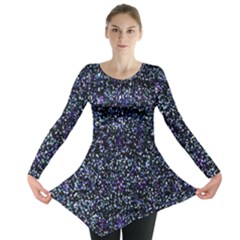 Pixel Colorful And Glowing Pixelated Pattern Long Sleeve Tunic  by Simbadda