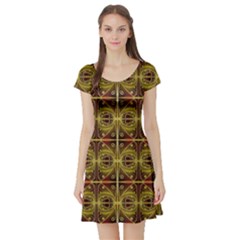 Seamless Symmetry Pattern Short Sleeve Skater Dress by Simbadda